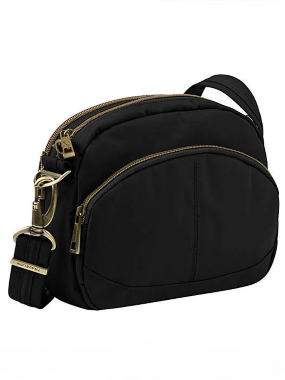 Travelon Black Crossbody Bag with Gold Hardware